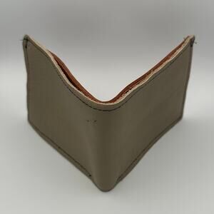 Minimalist Handmade Oaxaca Leather Wallet Beige Slim Bifold Card Holder for Men